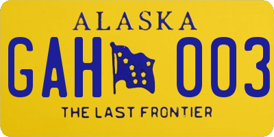 AK license plate GAH003