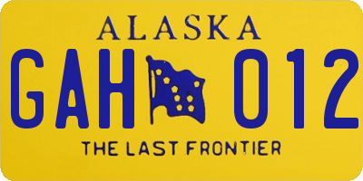 AK license plate GAH012