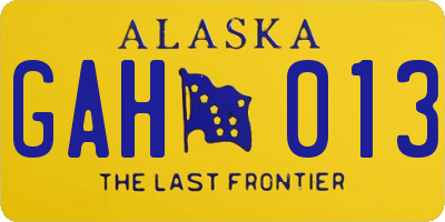 AK license plate GAH013