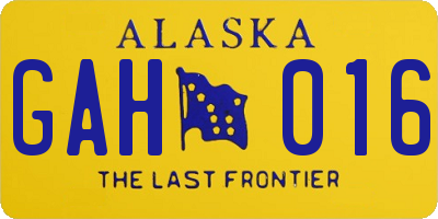 AK license plate GAH016