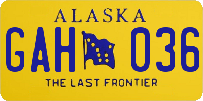 AK license plate GAH036