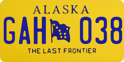 AK license plate GAH038