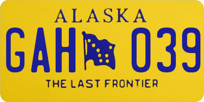 AK license plate GAH039