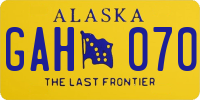 AK license plate GAH070