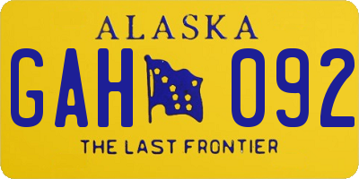 AK license plate GAH092