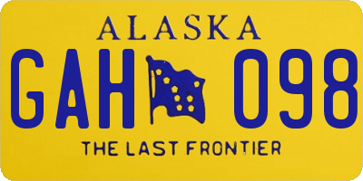 AK license plate GAH098