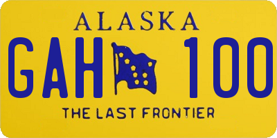 AK license plate GAH100