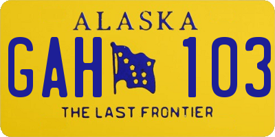 AK license plate GAH103