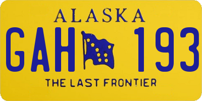 AK license plate GAH193