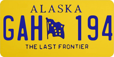 AK license plate GAH194