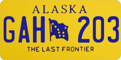 AK license plate GAH203