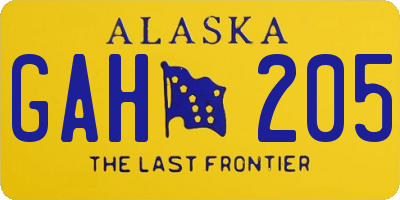 AK license plate GAH205