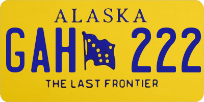 AK license plate GAH222