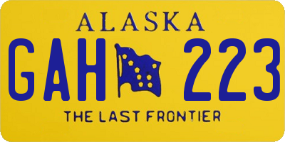 AK license plate GAH223