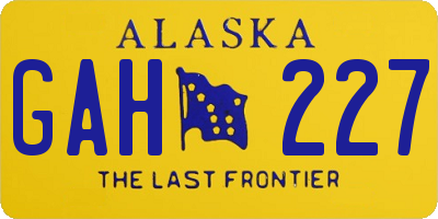 AK license plate GAH227