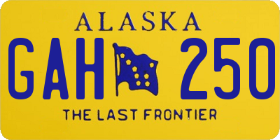 AK license plate GAH250