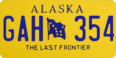 AK license plate GAH354