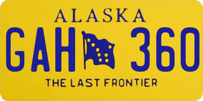 AK license plate GAH360