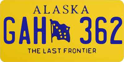 AK license plate GAH362