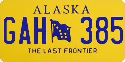 AK license plate GAH385