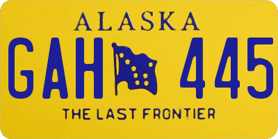 AK license plate GAH445