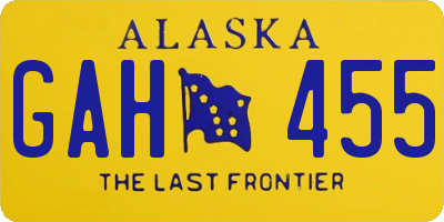 AK license plate GAH455