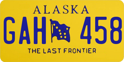 AK license plate GAH458