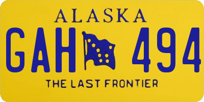 AK license plate GAH494