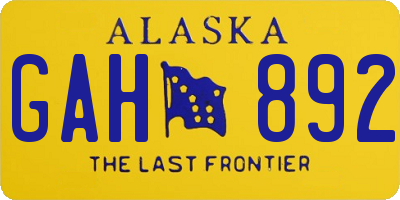 AK license plate GAH892