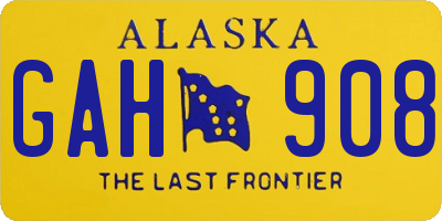 AK license plate GAH908