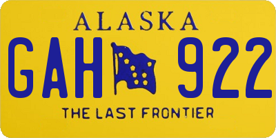AK license plate GAH922