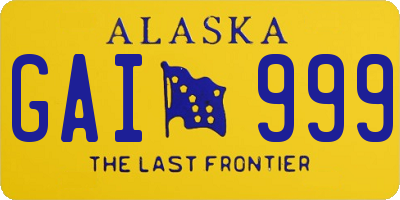 AK license plate GAI999