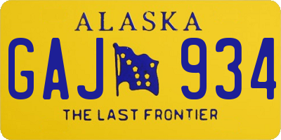AK license plate GAJ934