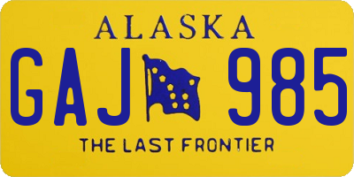 AK license plate GAJ985