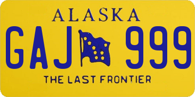 AK license plate GAJ999