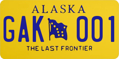 AK license plate GAK001
