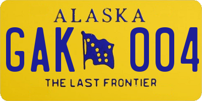 AK license plate GAK004