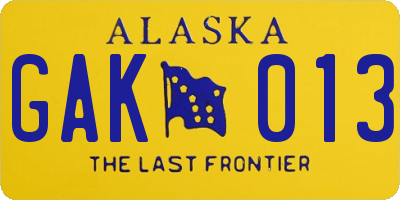 AK license plate GAK013