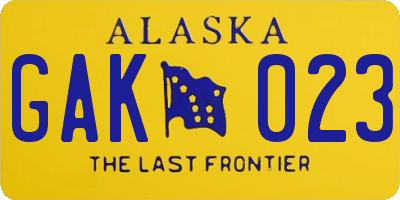 AK license plate GAK023