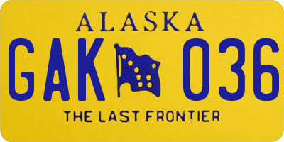AK license plate GAK036