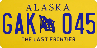 AK license plate GAK045