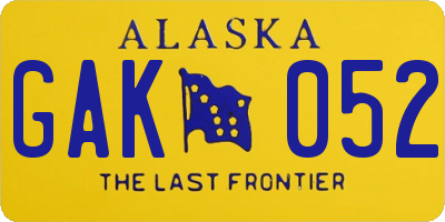 AK license plate GAK052
