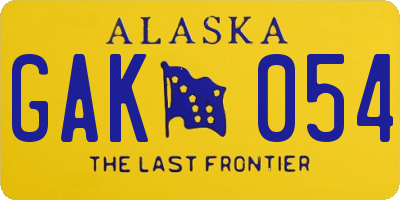 AK license plate GAK054