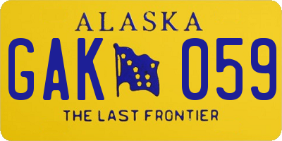 AK license plate GAK059