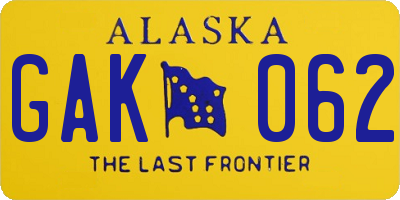 AK license plate GAK062