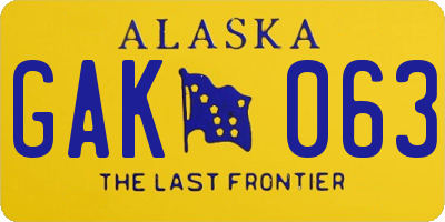 AK license plate GAK063