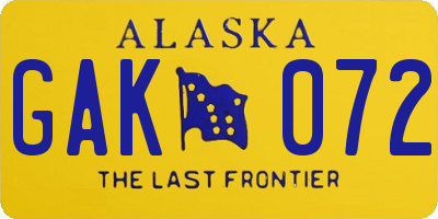 AK license plate GAK072
