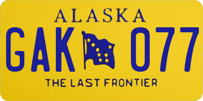 AK license plate GAK077