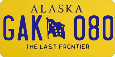 AK license plate GAK080