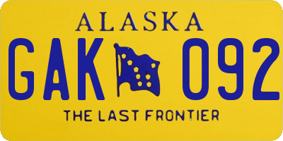 AK license plate GAK092